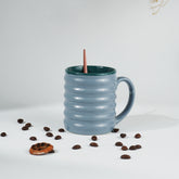 Blue Ceramic Mug with Ribbed Texture